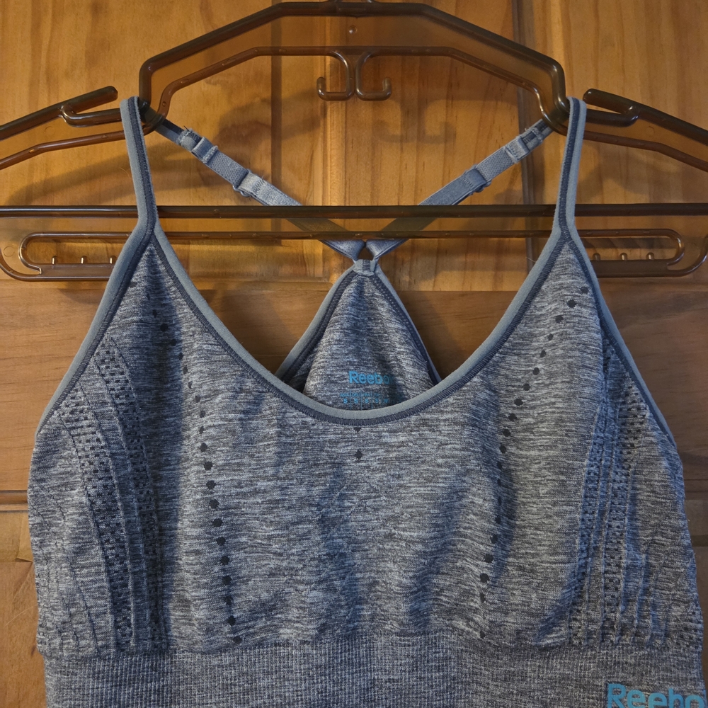SOLD - Reebok Charcoal Sports Bra with Teal Accents